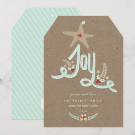 Rustieke met de hand getekende blauwe Joy-calligra Feestdagenkaart