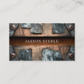 Rustieke metalen panelen en koper visitekaartje (Voorkant)