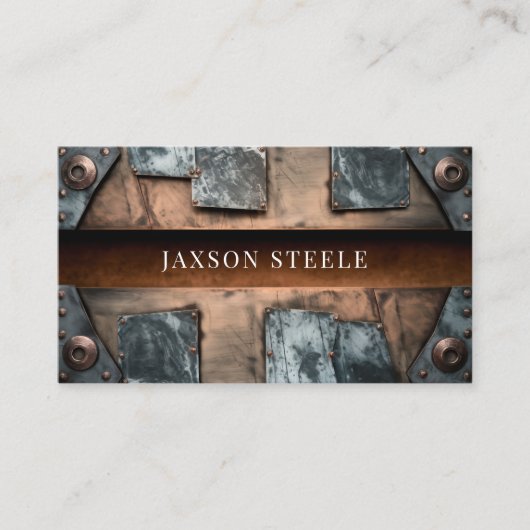 Rustieke metalen panelen en koper visitekaartje (Voorkant)