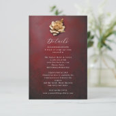 Rustieke metallic bloem bruiloft details kaart (Staand voorkant)