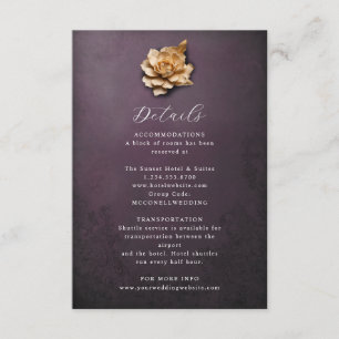 Rustieke metallic bloem bruiloft details kaart