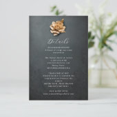 Rustieke metallic bloem bruiloft details kaart (Staand voorkant)