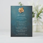 Rustieke metallic bloem bruiloft details kaart (Staand voorkant)