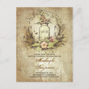 Rustieke metselaar pot  save the date briefkaarten
