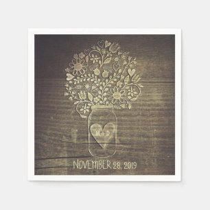 Rustieke metselaar pot schuur bruiloft papieren se servet