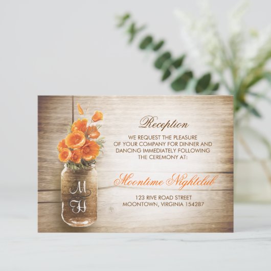 Rustieke metselaar pot sinaasappel bloemen recepti informatiekaartje (Staand voorkant)