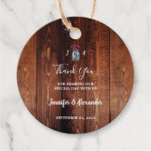 Rustieke metselaar potje monogram schuur hout brui bedankjes labels (Voorkant)