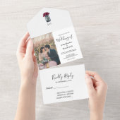 Rustieke metselaarpot monogrammed foto Bruiloft All In One Uitnodiging (Afscheurbaar)