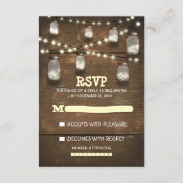 rustieke metselaarpotten en lichte bruiloft RSVP-k RSVP Kaartje