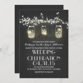 rustieke metselaarpotten en lichten bruiloft uitno kaart (Voorkant / Achterkant)