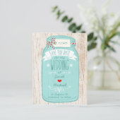 Rustieke Metselaars Pot op Schors Getekende Trouw Aankondigingskaart (Staand voorkant)