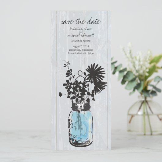 Rustieke Metselbus & Wilde Bloemen Bewaar de Datum Save The Date (Staand voorkant)