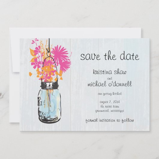 Rustieke Metselbus & Wilde Bloemen Bewaar de Datum Save The Date (Voorkant)
