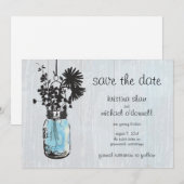 Rustieke Metselbus & Wilde Bloemen Save the Date (Voorkant / Achterkant)