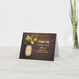 Rustieke metselpot en herfstbladeren bedankkaartje bedankkaart