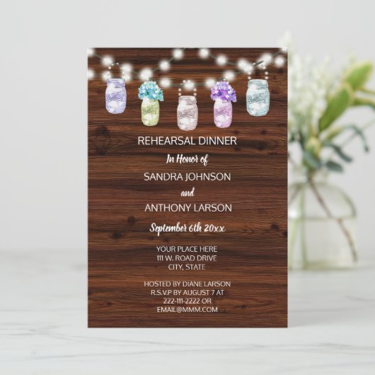 Rustieke Metselpot Met Verlichte Huwelijksrepetiti Kaart (Staand voorkant)