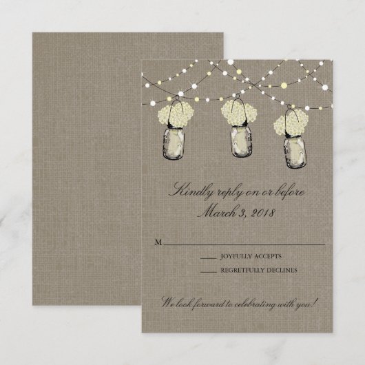 Rustieke Metselpot Slinger van Lichtjes RSVP Kaartje (Voorkant / Achterkant)