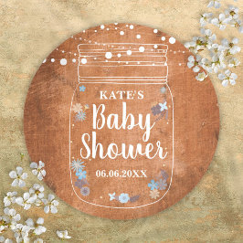 Rustieke Metselpot Slingerlampjes Baby Shower Ronde Sticker