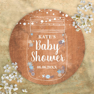 Rustieke Metselpot Slingerlampjes Baby Shower Ronde Sticker