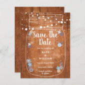 Rustieke Metselpot Slingerlampjes Save the Date Aankondigingskaart (Voorkant / Achterkant)