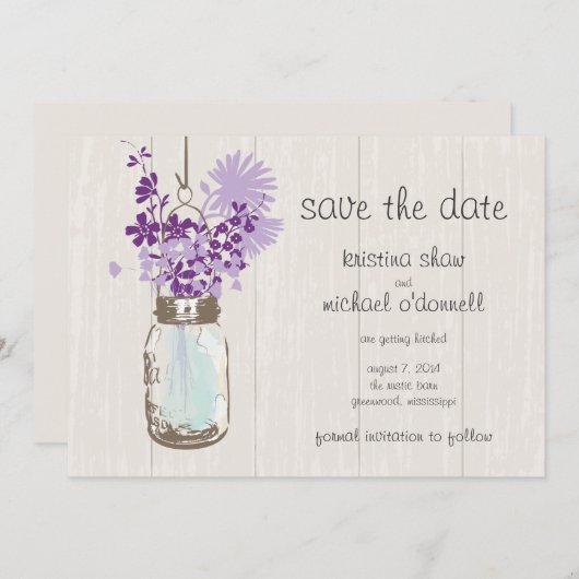 Rustieke Metselpot & Wilde Bloemen Save the Date (Voorkant / Achterkant)