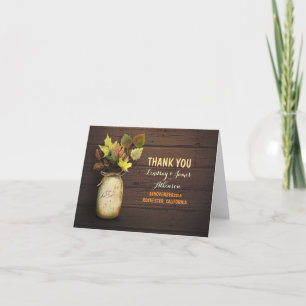 Rustieke metselwerkpot en herfstbladeren bedankkaa bedankkaart