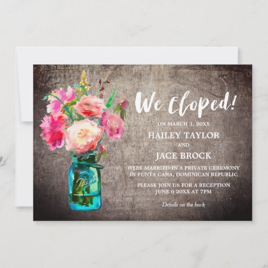 Rustieke Metselwerkpot met Bloemen Elopement Ontva Kaart (Voorkant)