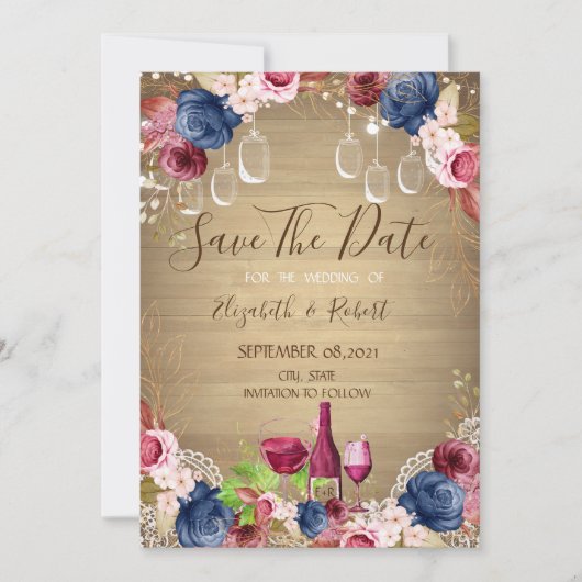 Rustieke Metselwerkpot, Wijnproeverij Bloemstuk Save The Date (Voorkant)