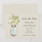 Rustieke Metselwerkpot & Wilde Bloemen Bewaar de D Save The Date (Voorkant / Achterkant)
