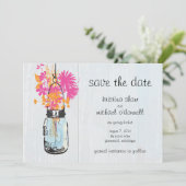 Rustieke Metselwerkpot & Wilde Bloemen Bewaar de D Save The Date (Staand voorkant)