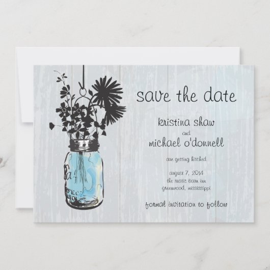 Rustieke Metselwerkpot & Wilde Bloemen Bewaar de D Save The Date (Voorkant)