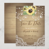 Rustieke Metselwerkpot, Zonnebloem, Kant Save The  Date (Voorkant / Achterkant)