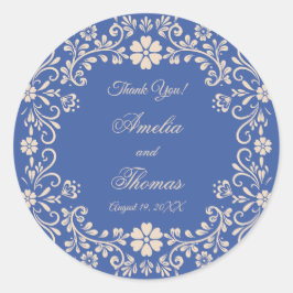 Rustieke Mexicaanse Blauwe Huwelijk Dank u Ronde Sticker