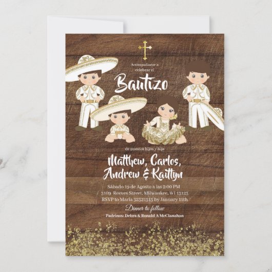 Rustieke Mexicaanse Cactus Gouden Charro Broer/Zus Kaart (Voorkant)