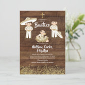 Rustieke Mexicaanse Cactus Gouden Charro Sibling B Kaart (Staand voorkant)