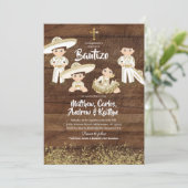 Rustieke Mexicaanse Cactus Gouden Charro Sibling B Kaart (Staand voorkant)