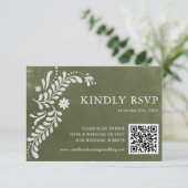 Rustieke Mexicaanse groene bruiloft QR-code RSVP Kaartje (Staand voorkant)