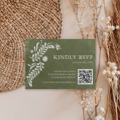 Rustieke Mexicaanse groene bruiloft QR-code RSVP Kaartje