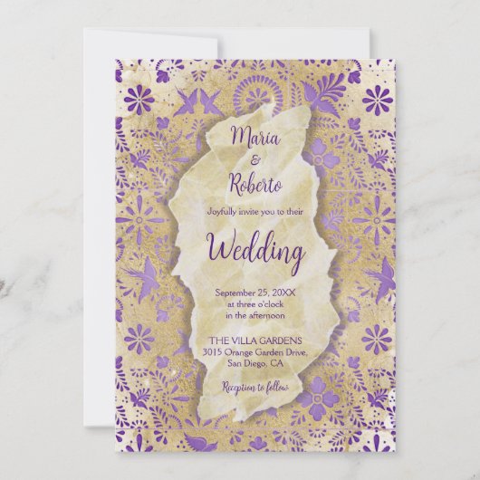 Rustieke Mexicaanse Paarse Tegels Mexicaanse bruil Kaart (Voorkant)