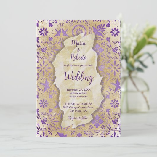 Rustieke Mexicaanse Paarse Tegels Mexicaanse bruil Kaart (Staand voorkant)