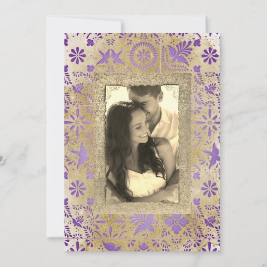 Rustieke Mexicaanse Paarse Tegels Mexicaanse bruil Kaart (Achterkant)