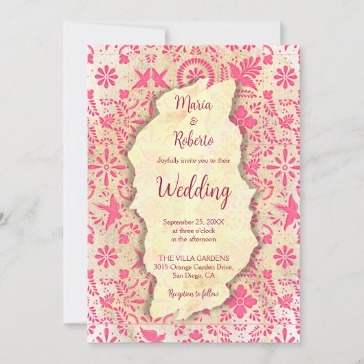 Rustieke Mexicaanse Roze Tegels Mexicaanse bruilof Kaart (Voorkant)