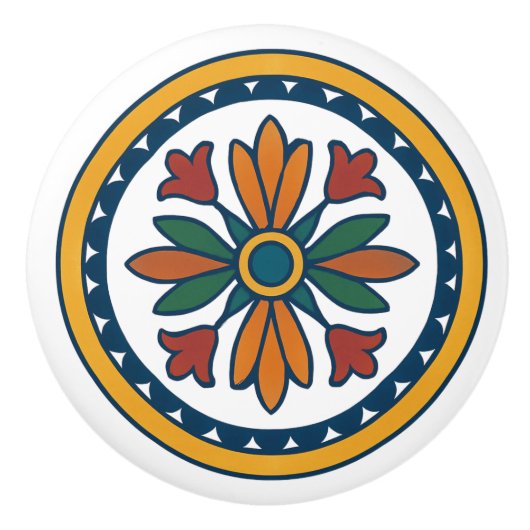 Rustieke Mexicaanse Talavera Floral Keramische Kno Knop (Voorkant)