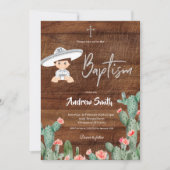 Rustieke Mexicaanse Zilveren Charro doopsjongen Kaart (Voorkant)