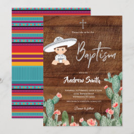 Rustieke Mexicaanse Zilveren Charro doopsjongen Kaart