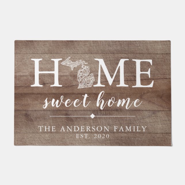 Rustieke MICHIGAN gepersonaliseerde staat Deurmat (Voorkant)