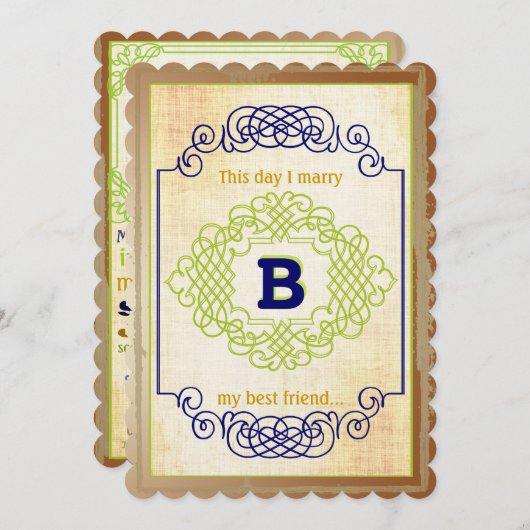  rustieke middeleeuwse blauw koper en groen kaart (Voorkant / Achterkant)