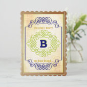 rustieke middeleeuwse blauw koper en groen kaart (Staand voorkant)