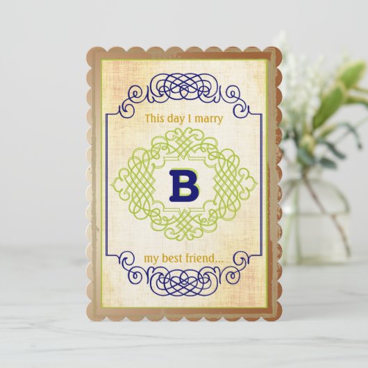  rustieke middeleeuwse blauw koper en groen kaart (Staand voorkant)