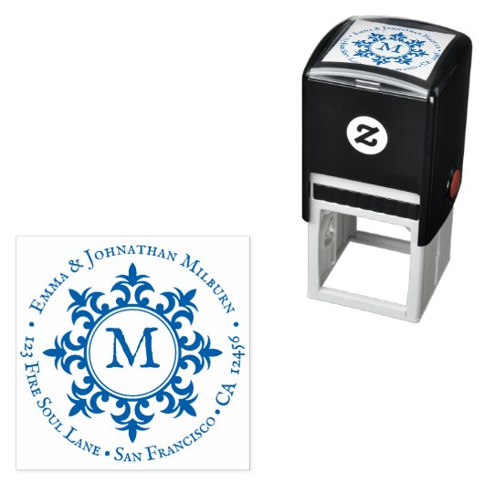 Rustieke middeleeuwse cirkel monogram - retouradre  zelfinktende stempel (In situ)